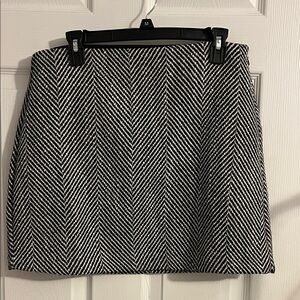 LOFT Black and White Chevron Mini Skirt